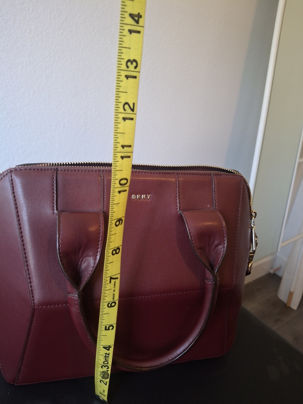 DKNY Burgundy Leather Dome Satchel - Picture 4 of 5